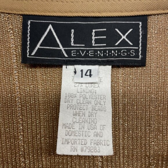 Alex Evenings Gold Open Front‎ Beaded Jacket, Size 14 - Picture 4 of 6